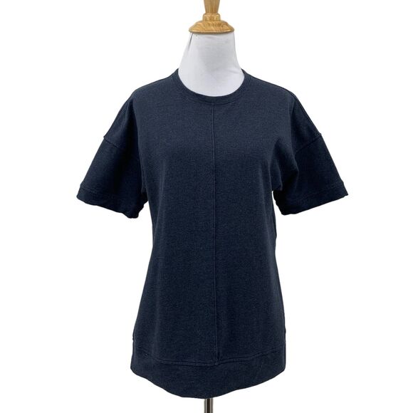 Lululemon Cut Above Tee Womens 4 Blue Oversized French Terry Side Slit Shirt - Picture 1 of 11